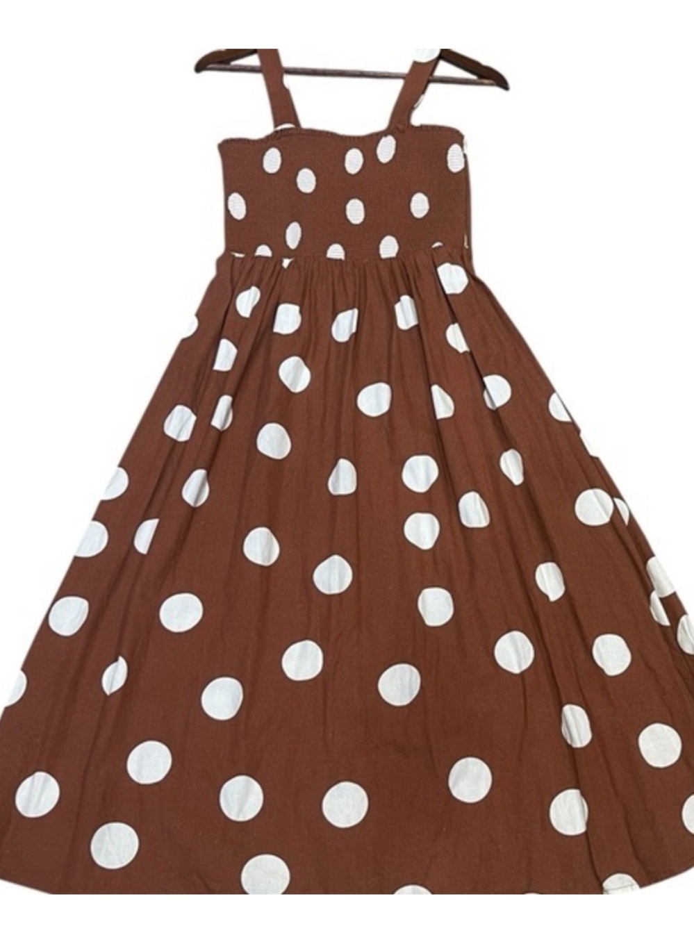 Brown Polka Dot Midi Dress